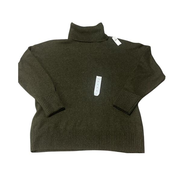 Army Green Oversized turtleneck Sweater- NEW WITH TAGS cotton blend comfy - Picture 1 of 3